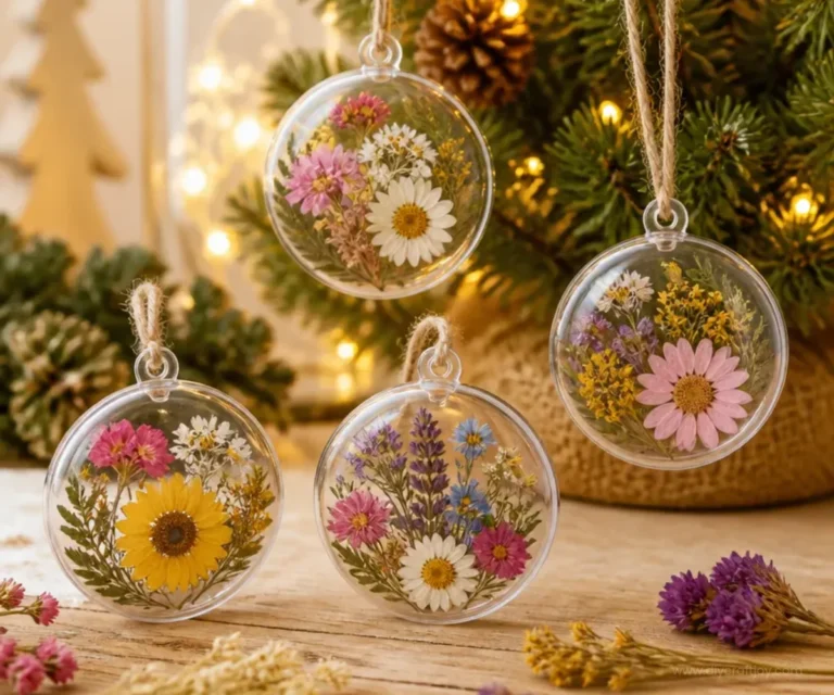 Dried flowers Christmas tree ornament craft for holiday decor