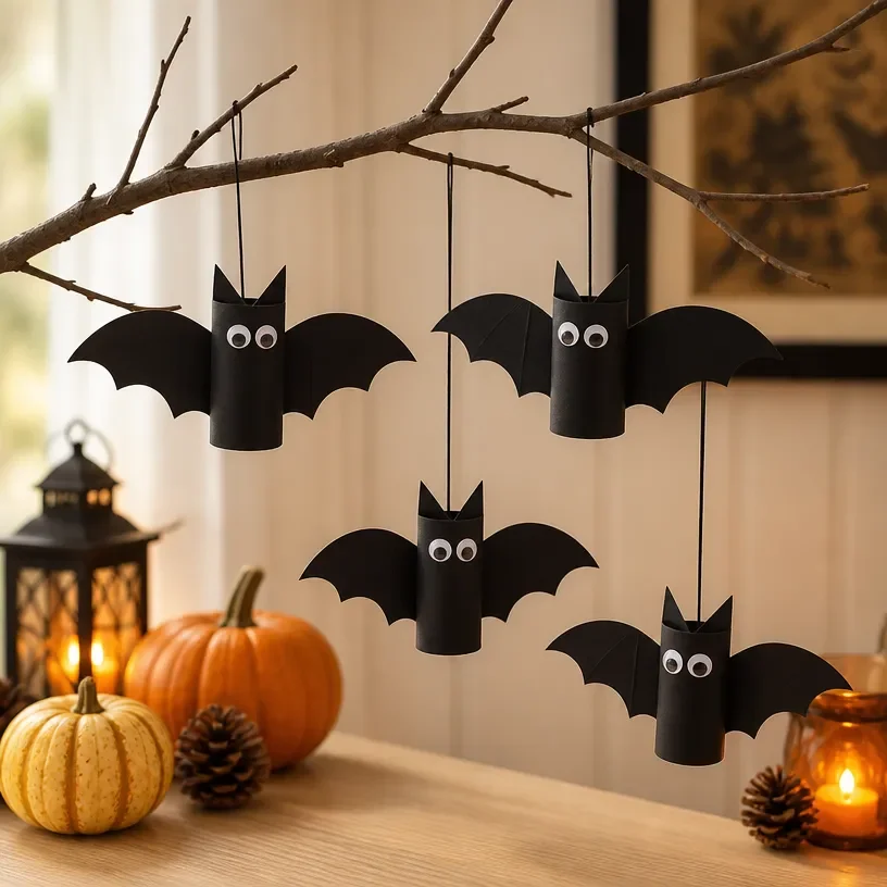 Easy DIY Halloween Hanging Bats 🦇🎃 | Cute Paper Bat Decorations in 4 Steps