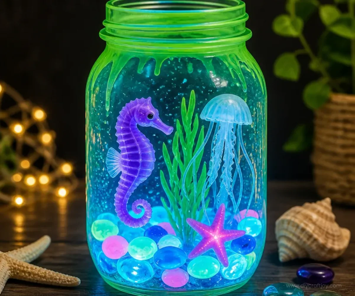 Glow in the Dark Aquarium Jar Craft for Kids DIY