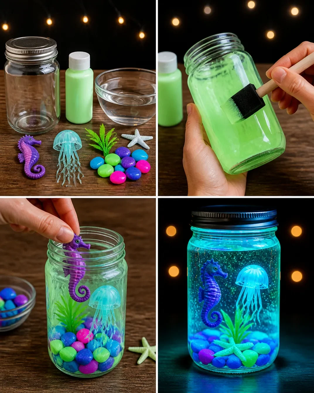 Glow in the dark science experiments | Science project ideas for kids, Glow in the dark science project, Aquarium jar craft