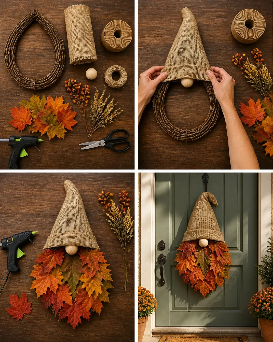 How to make a gnome out of wreath | How to make a gnome wreath step by step, Diy