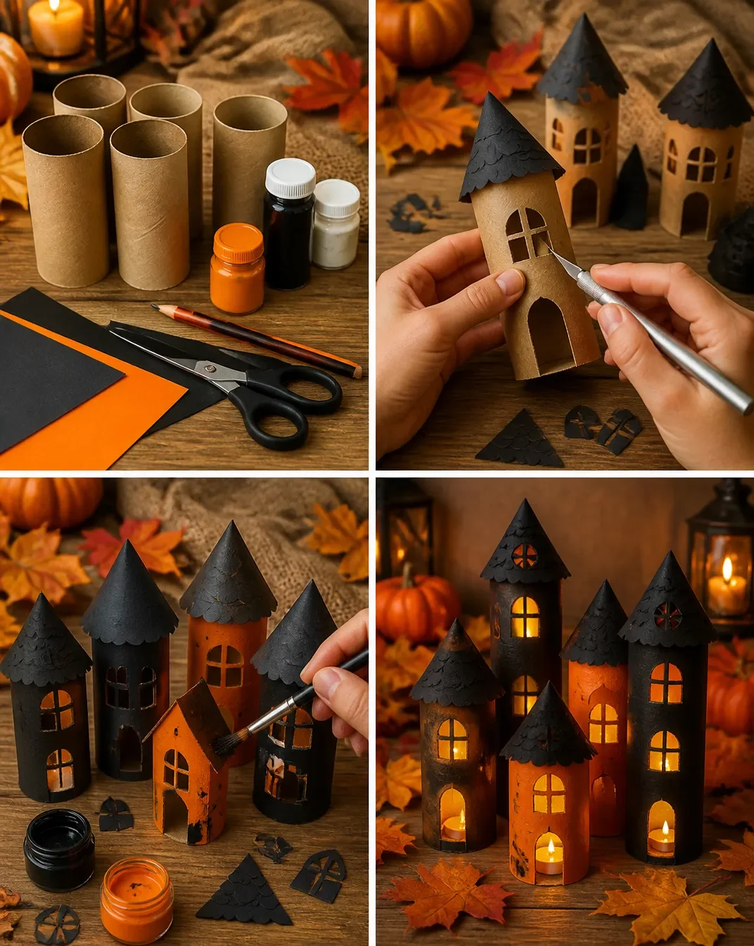 Halloween house paper towel roll | Haunted house toilet paper tube, Haunted house out of toilet tube, Easy diy halloween