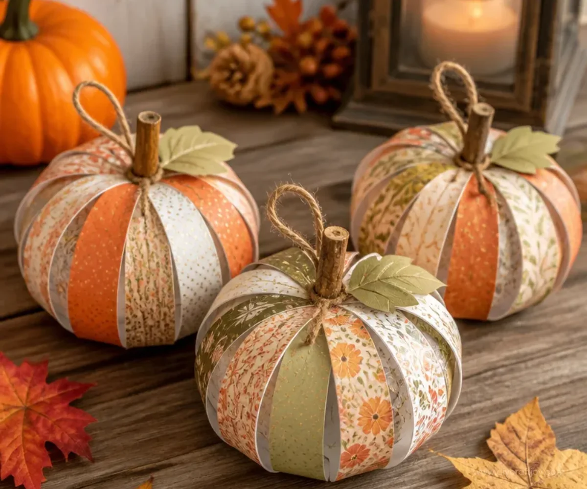 Paper Pumpkins DIY Ornaments for Fall Home Decor
