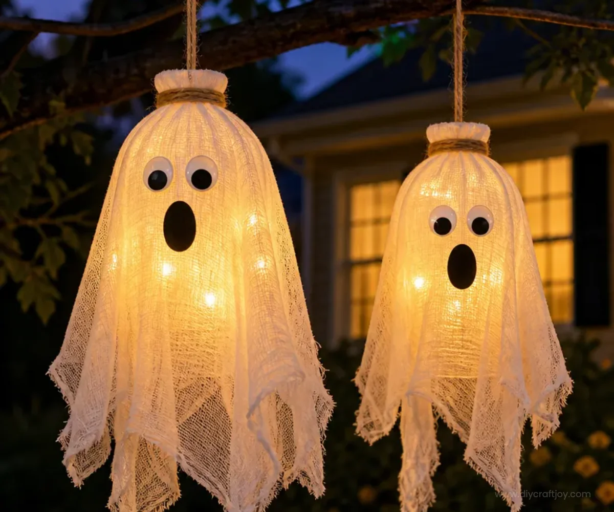 Plastic Bottle Ghost Craft for Halloween Decor