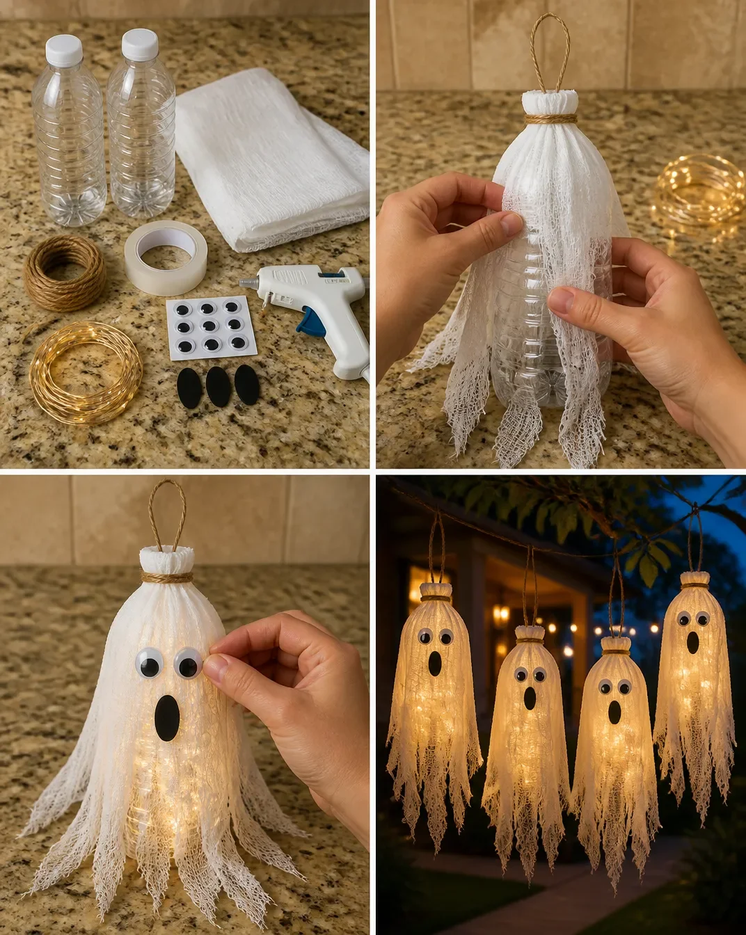 Halloween ghost with plastic bottles | Recycled halloween decor diy, Ghosts out of bottle, Halloween homemade