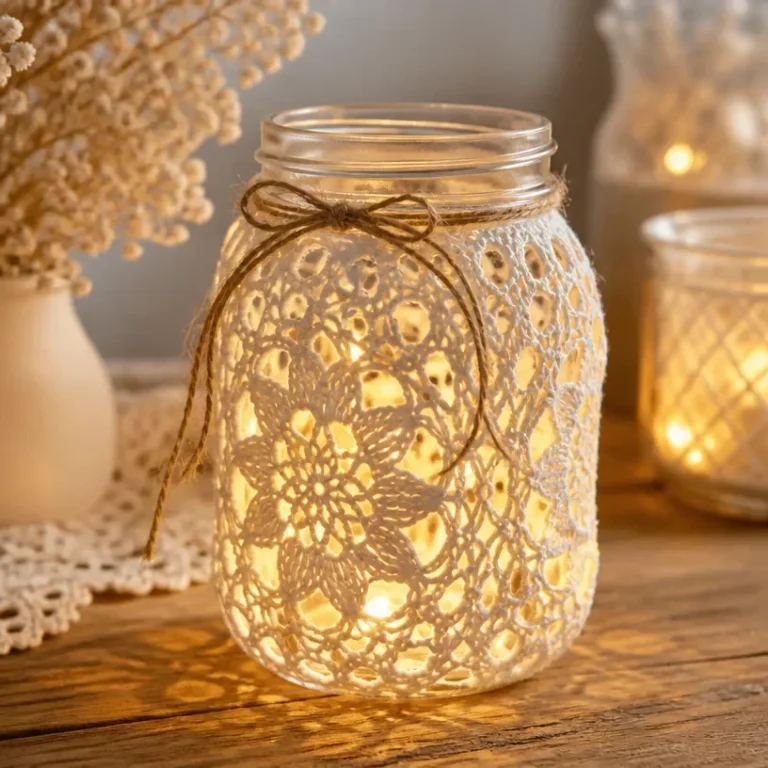 Vintage lace lantern with firefly lights for decorative lighting